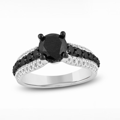 Image of black diamond engagement ring.